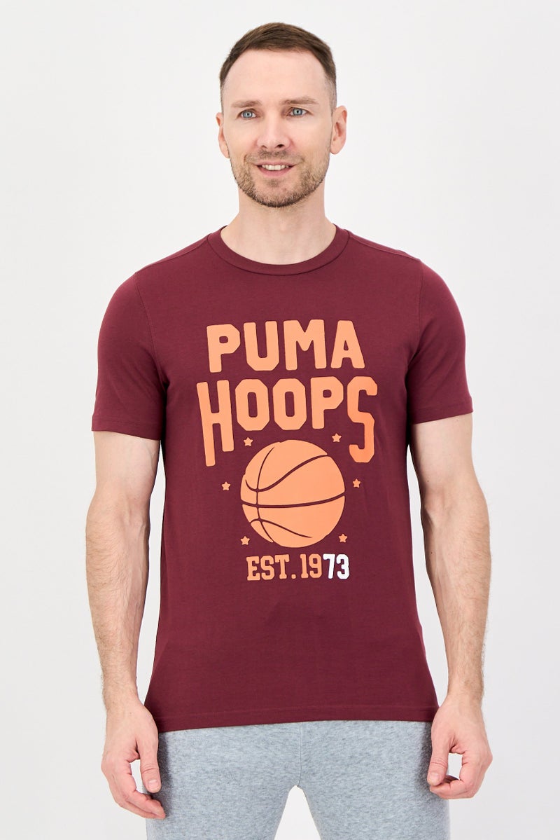 PUMA Men Sportswear Fit Short Sleeve Outdoor T-Shirt, Maroon - Image 1